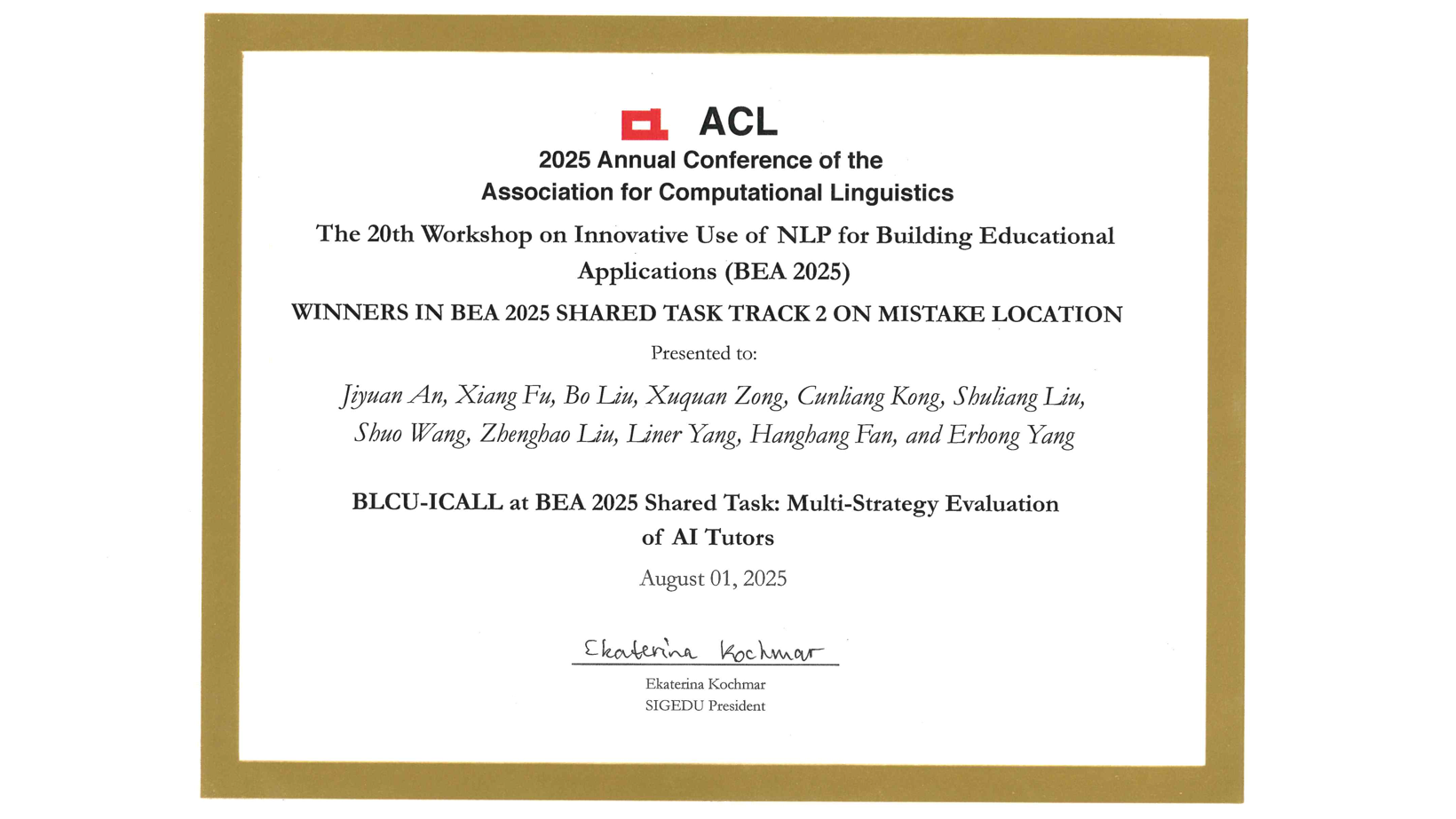 BEA 2025 Award